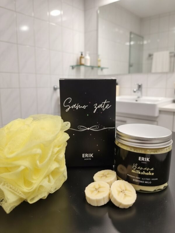 Darilni set Banana Milkshake DARILNI SET STEPENO MILO IN GOBICA ZA PRHANJE
